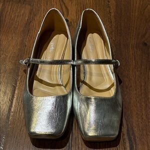 Franco Sarto Metallic Silver Mary Jane Flats